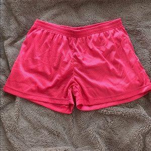Hot pink mesh shorts